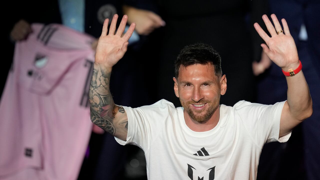 Messi durante su presentación con el Inter de Miami