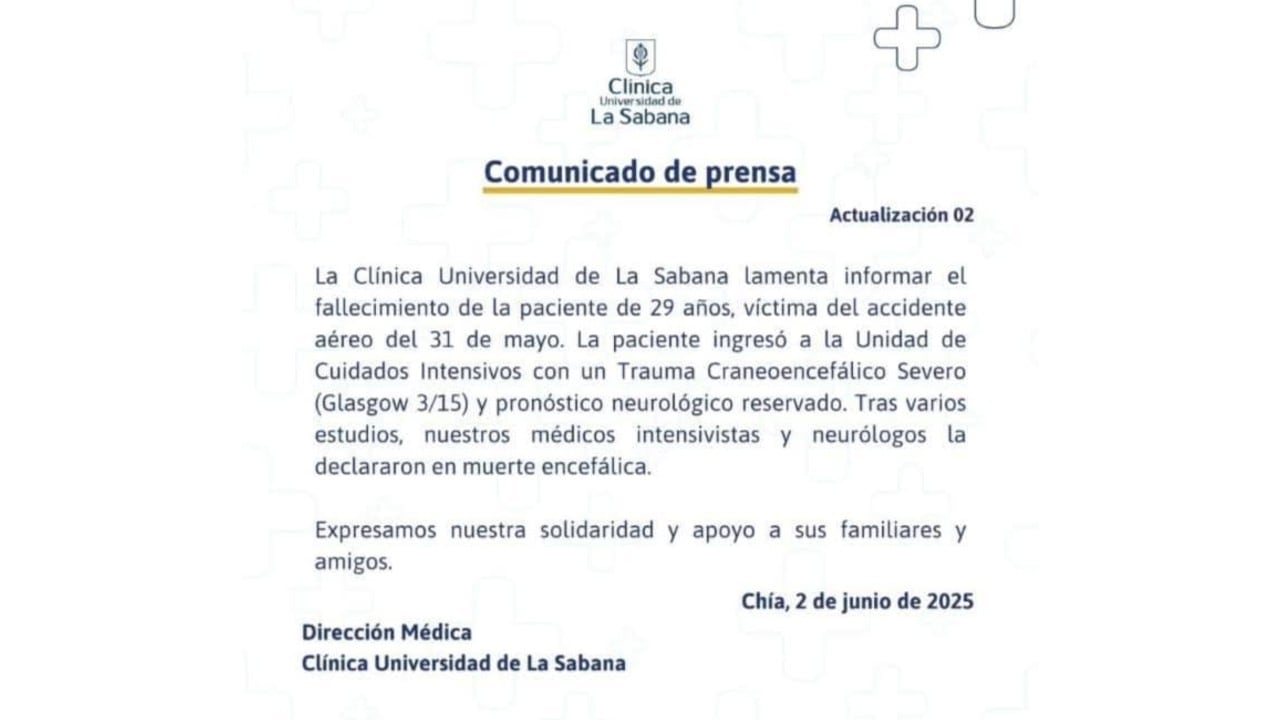 Informe sobre la mujer, víctima de un accidente aéreo.