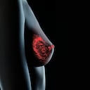 Imagen que combina un monograma y un cuerpo real para ilustrar cuestiones de salud relacionadas con el cáncer de mama y los controles periódicos.