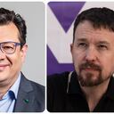 El director de RTVC, Hollman Morris, y el exlíder político de Podemos en España, Pablo Iglesias.