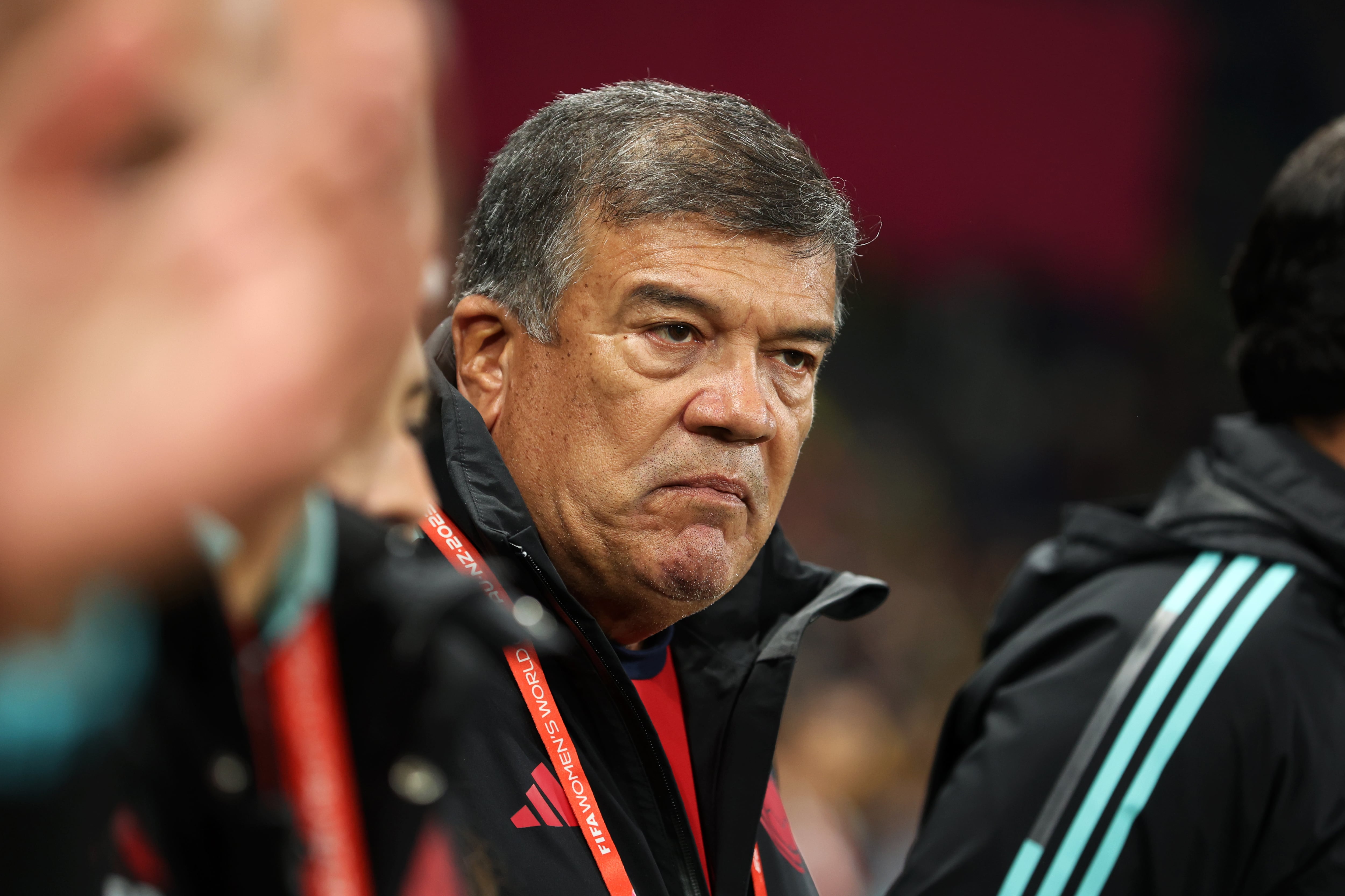 MELBOURNE, AUSTRALIA - AUGUST 08: Nelson Abadia, Head Coach of Colombia, is seen prior to the FIFA Women's World Cup Australia & New Zealand 2023 Round of 16 match between Colombia and Jamaica at Melbourne Rectangular Stadium on August 08, 2023 in Melbourne, Australia. (Photo by Robert Cianflone/Getty Images)