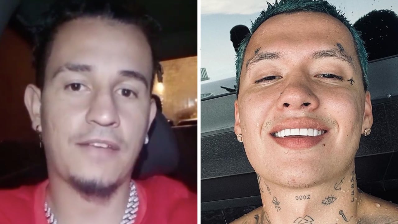 Andrés Felipe Sánchez, imitador de Ozuna y manager del imitador de Blessd (I) denunció amenazas de muerte por parte del equipo del cantante de reguetón Blessd (D)