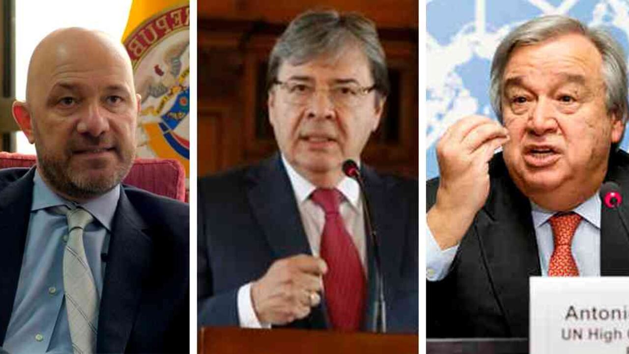 De izquierda a derecha: Alberto Brunori, Carlos Holmes, Antonio Guterres.