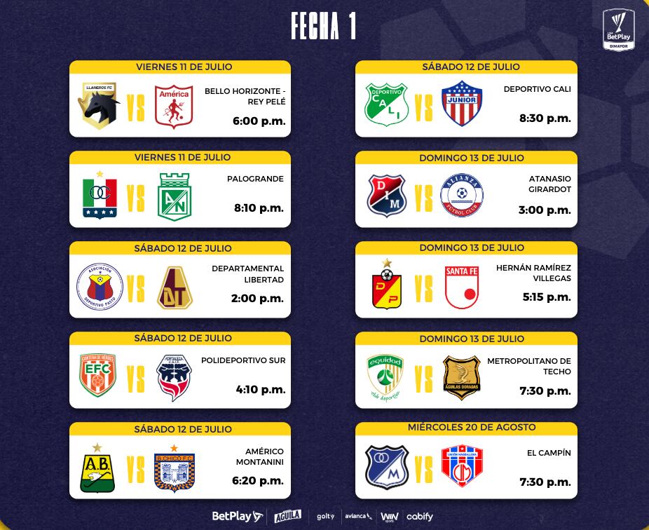 Liga BetPlay 2025 segundo semestre fecha 1