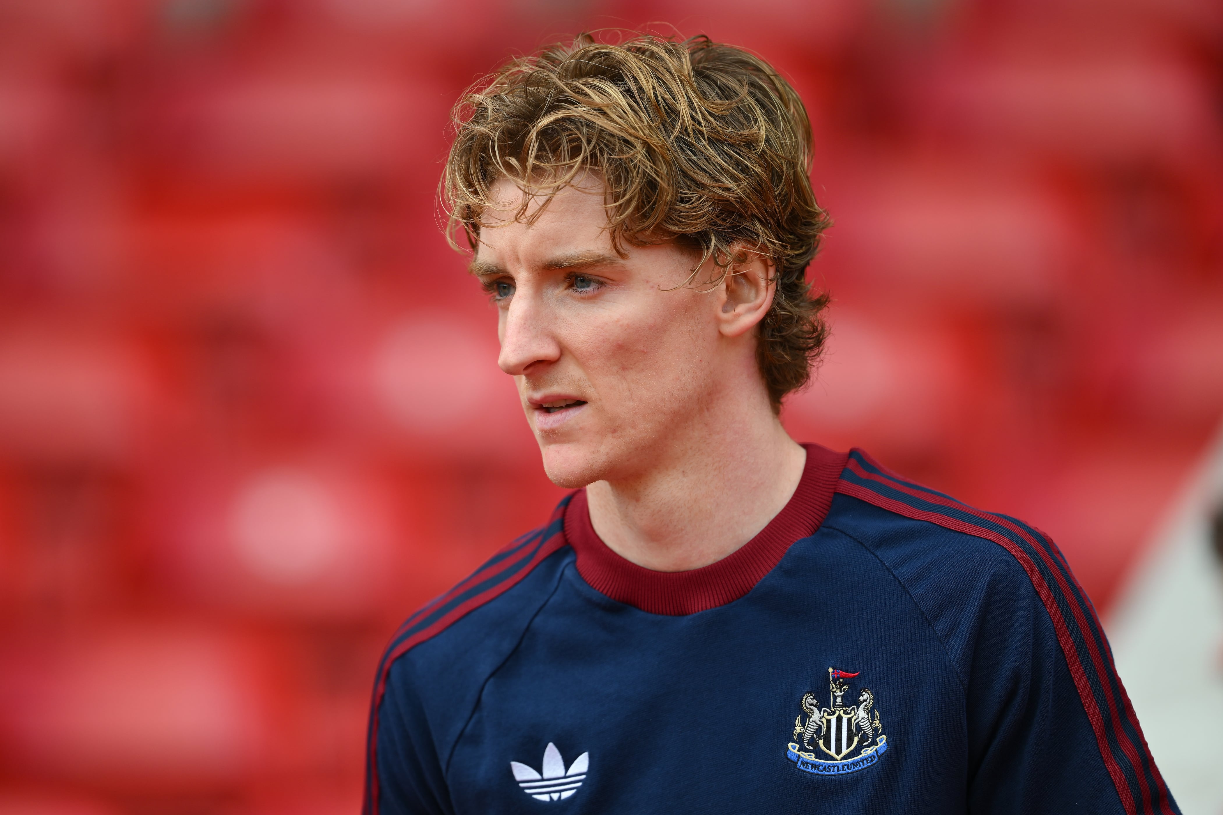 Anthony Gordon of Newcastle United during the Premier League match between Nottingham Forest and Newcastle United at the City Ground in Nottingham, United Kingdom, on May 10, 2026. (Photo by Jon Hobley/MI News/NurPhoto via Getty Images)