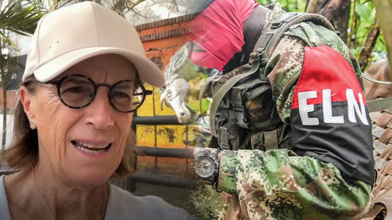 Periodista Salud Hernández-Mora y un guerrillero del ELN.