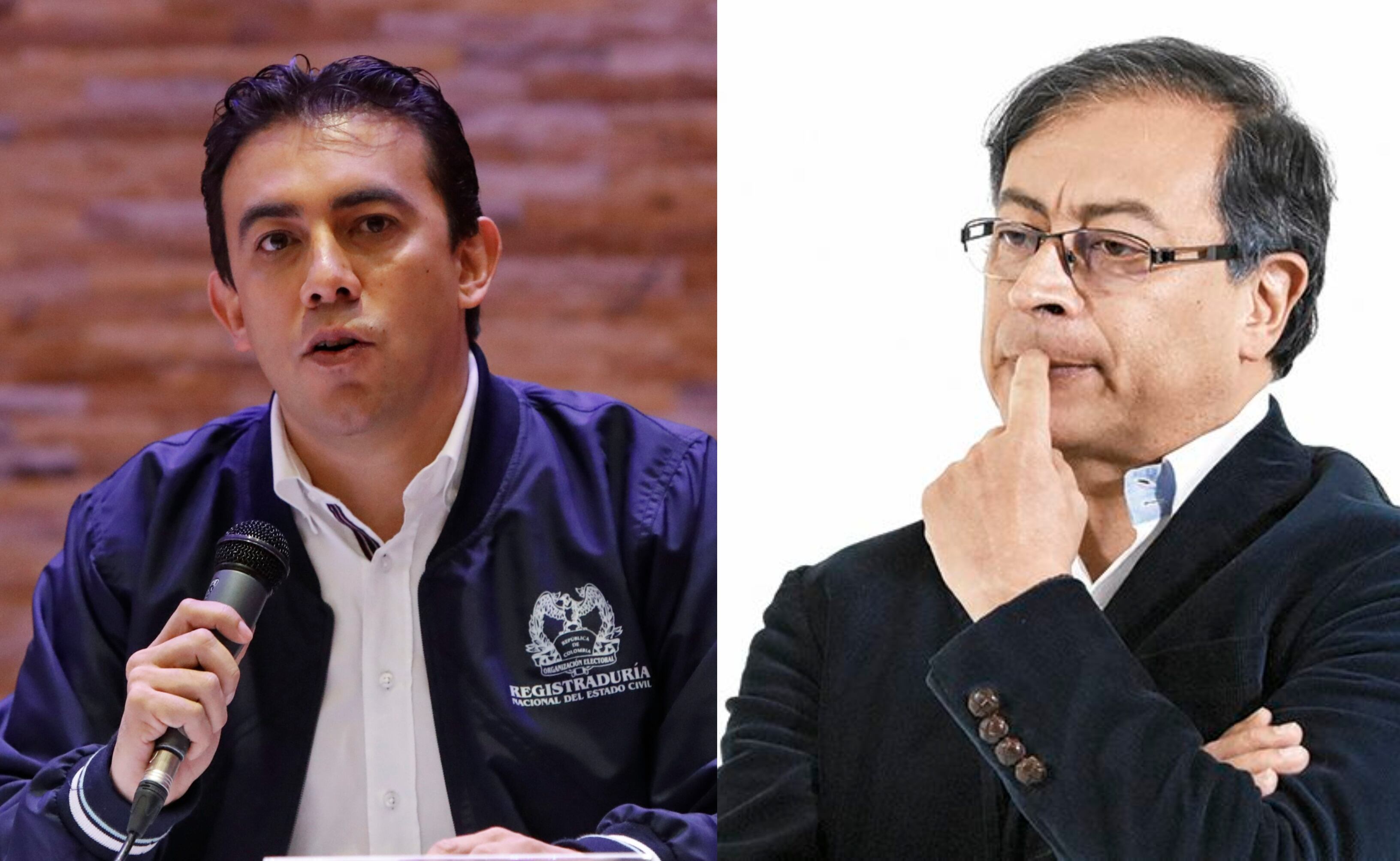 El registrador Alexander Vega y el candidato presidencial Gustavo Petro.