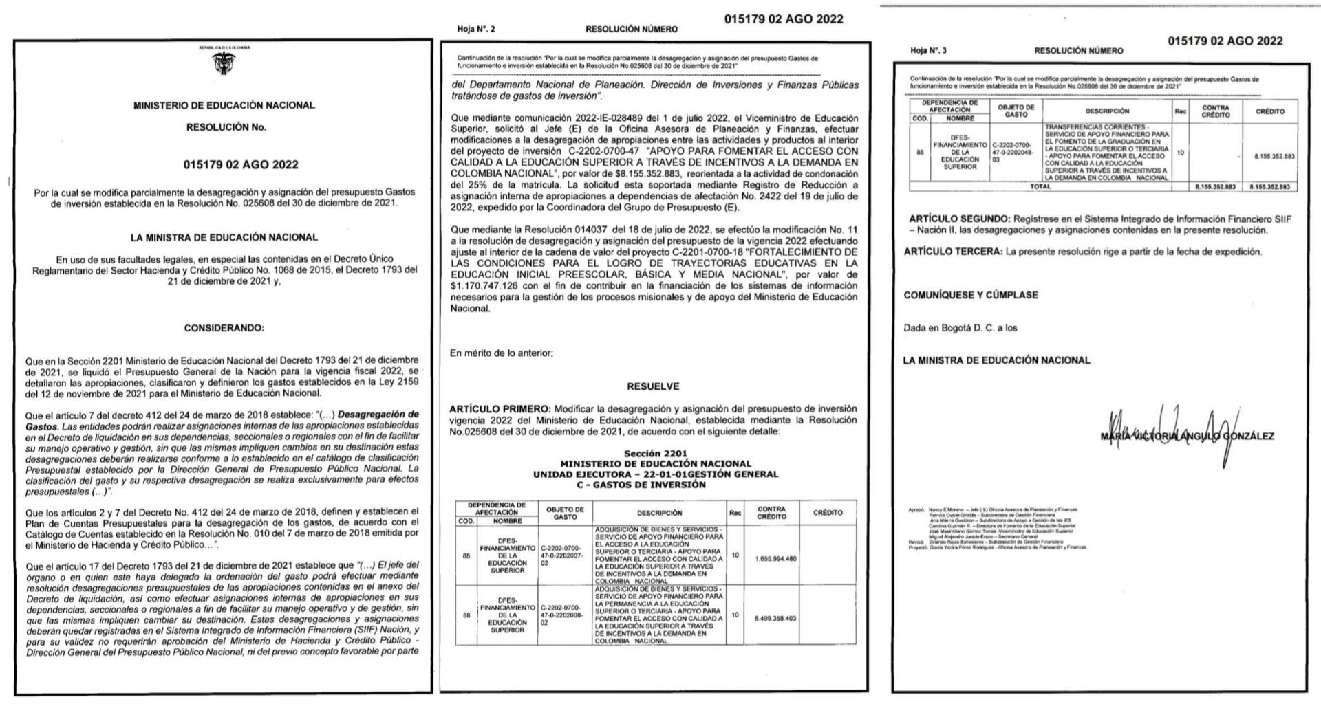 Resolución para créditos del ICETEX.