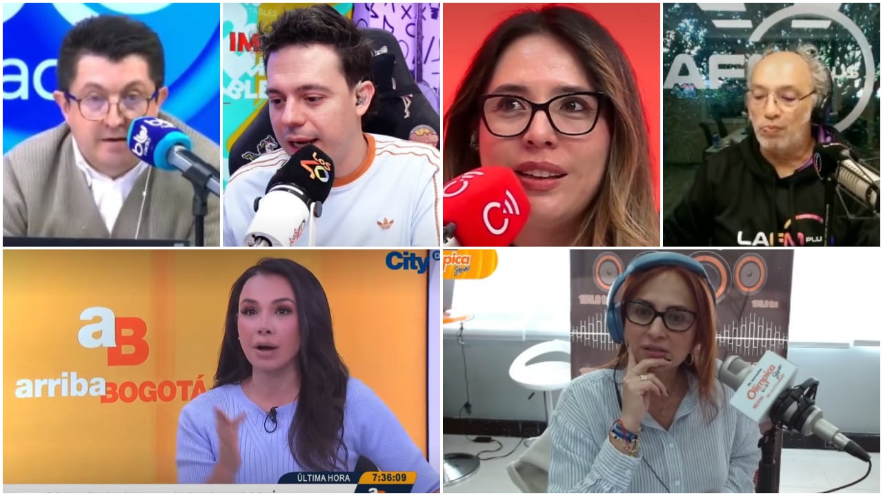 Imágenes de locutores y periodistas colombianos cuando se registró el terremoto en Colombia, este 10 de agosto de 2026.