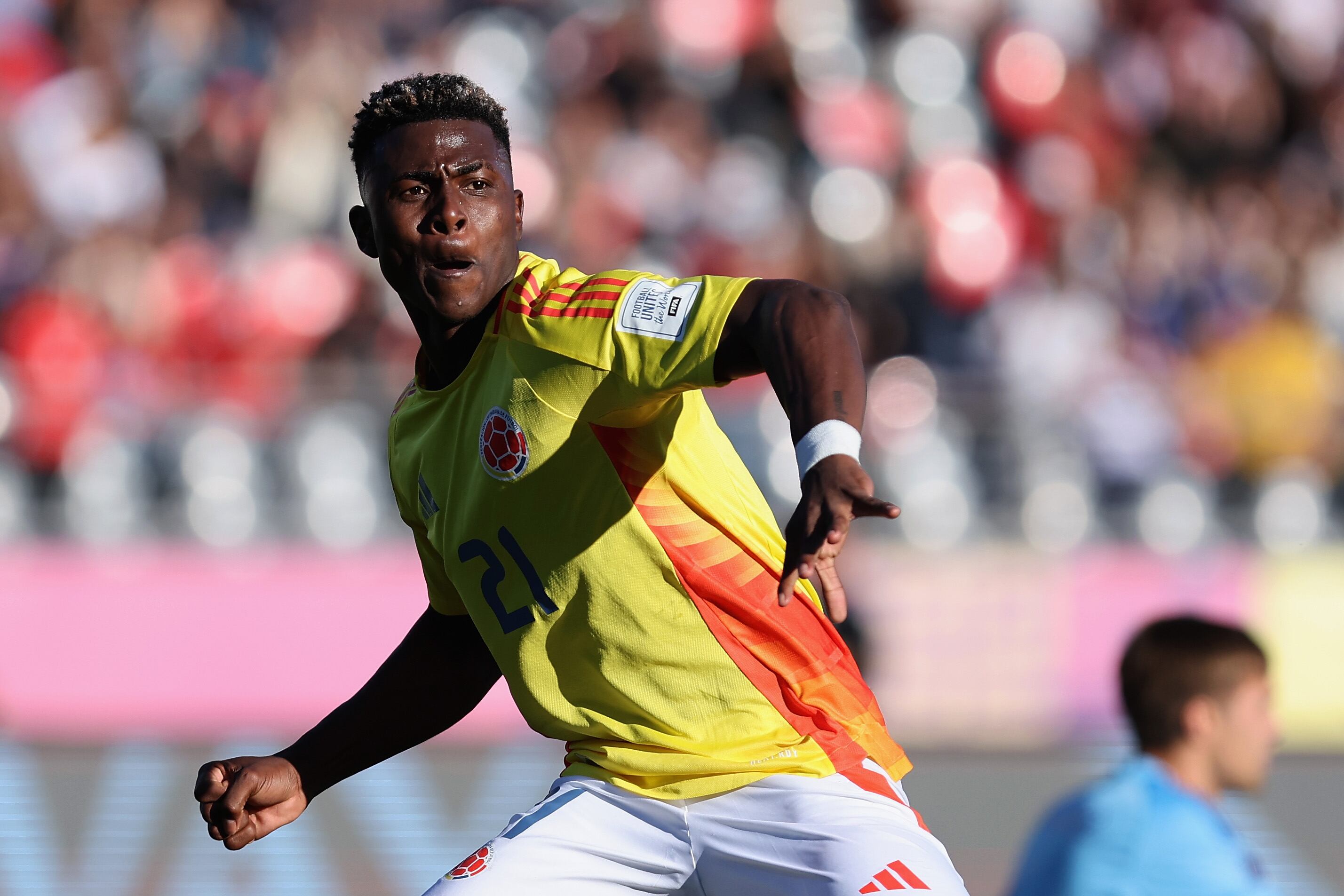 Néiser Villarreal jugando con la Selección Colombia, ante España, en el Mundial Sub-20.