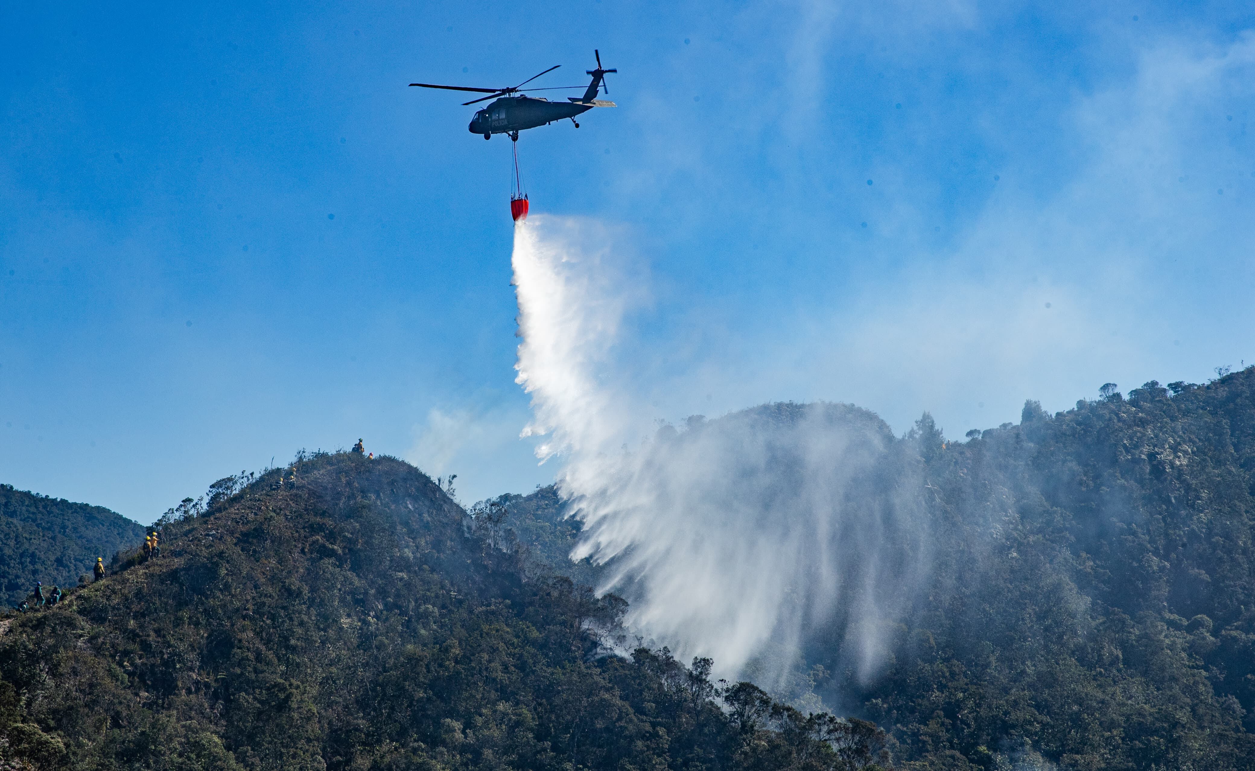 Incendio en los cerros orientales de Bogotá.