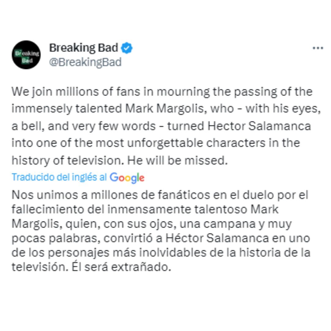Comunicado de la página oficial de Breaking Bad