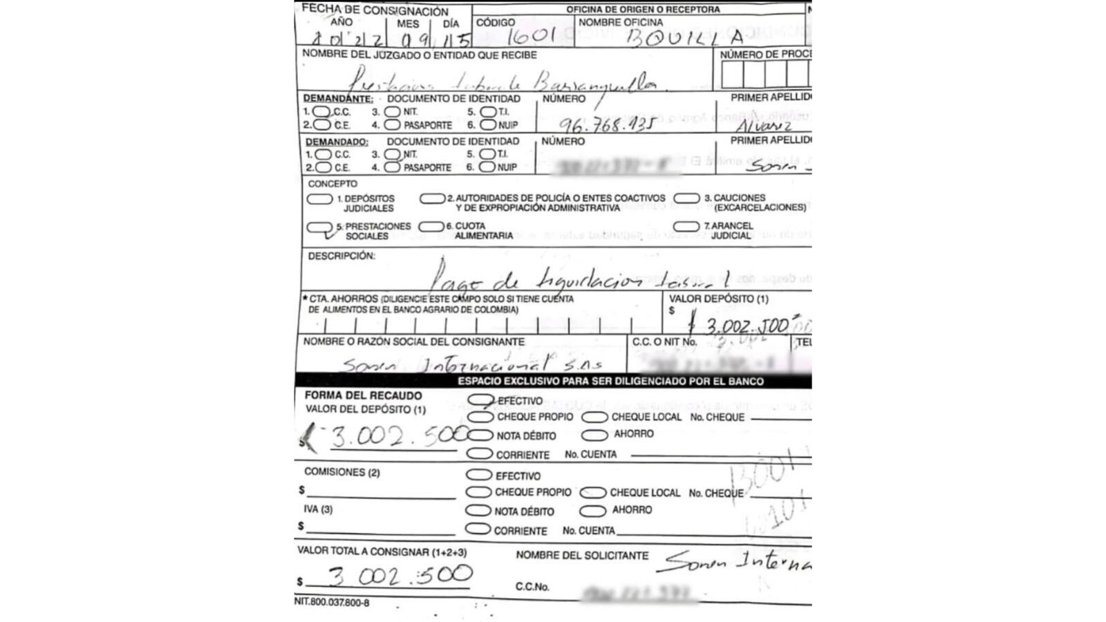 Constancia de pago Jon Sonen a exempleada