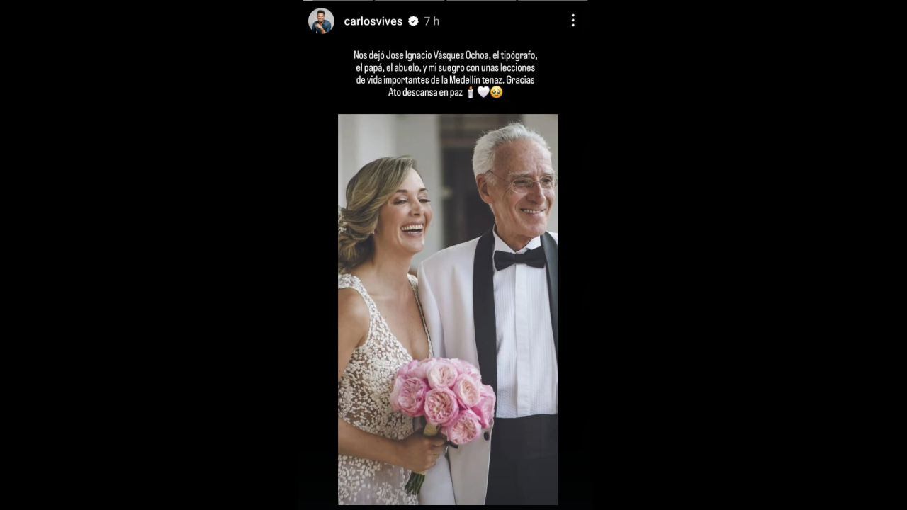 Carlos Vives despidió a su suegro a través de redes sociales.