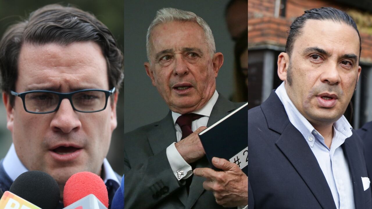 De izquierda a derecha: Iván Cancino, Álvaro Uribe y Francisco Bernate.