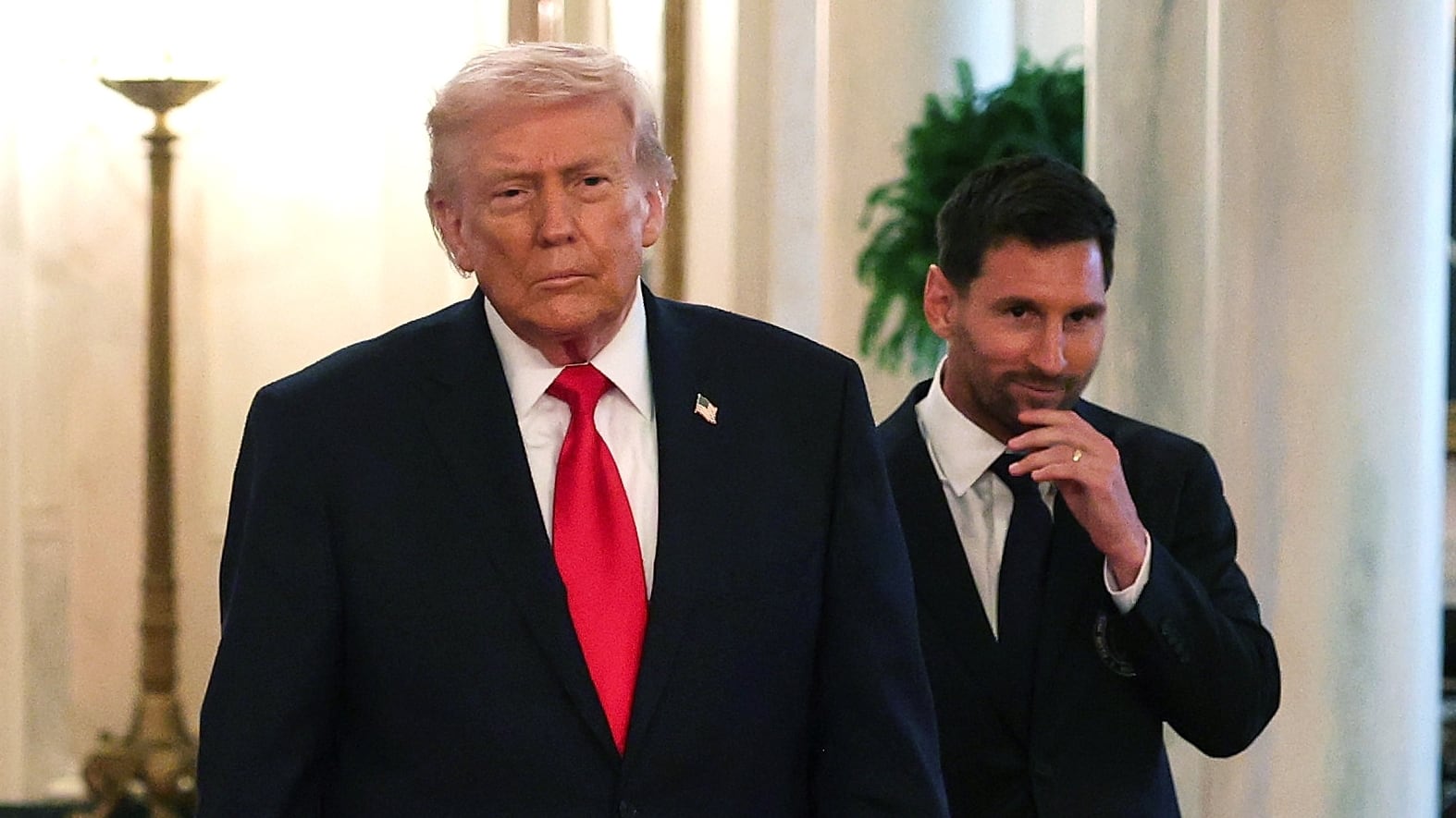 Donald Trump con el presidente del Inter Miami y Lionel Messi.