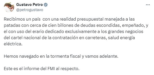 El presidente Gustavo Petro se pronuncio sobre informe del FMI