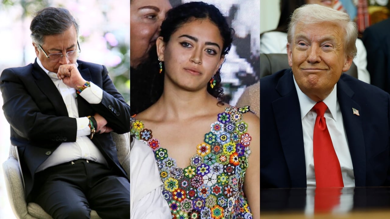 De izquierda a derecha: Gustavo Petro, Sofía Petro y Donald Trump.