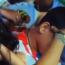 Esta fue la pareja de hinchas que salió en vivo en la transmisión del partido