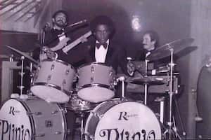 Tocando jazz con los maestros Jorge Kruger en el piano y Gustavo Castellar en el bajo.