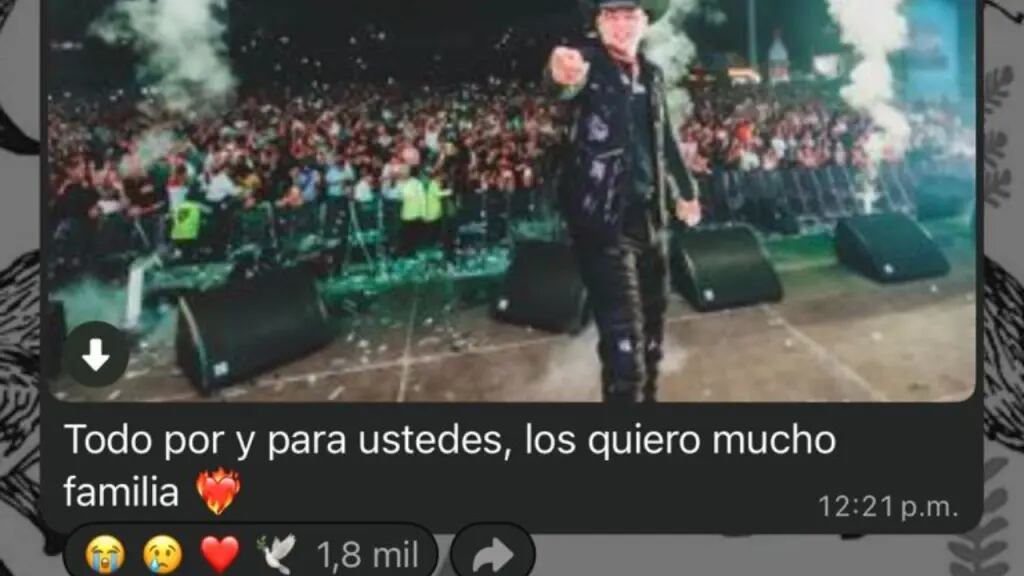 Este habría sido uno de los últimos mensajes de Yeison Jiménez antes de su muerte.