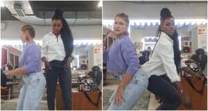 Caterine Ibargüen y Vicky Berrio bailando