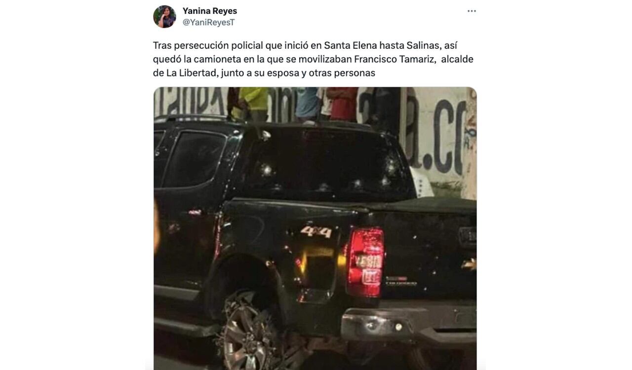 Así quedó la camioneta del alcalde Francisco Tamariz