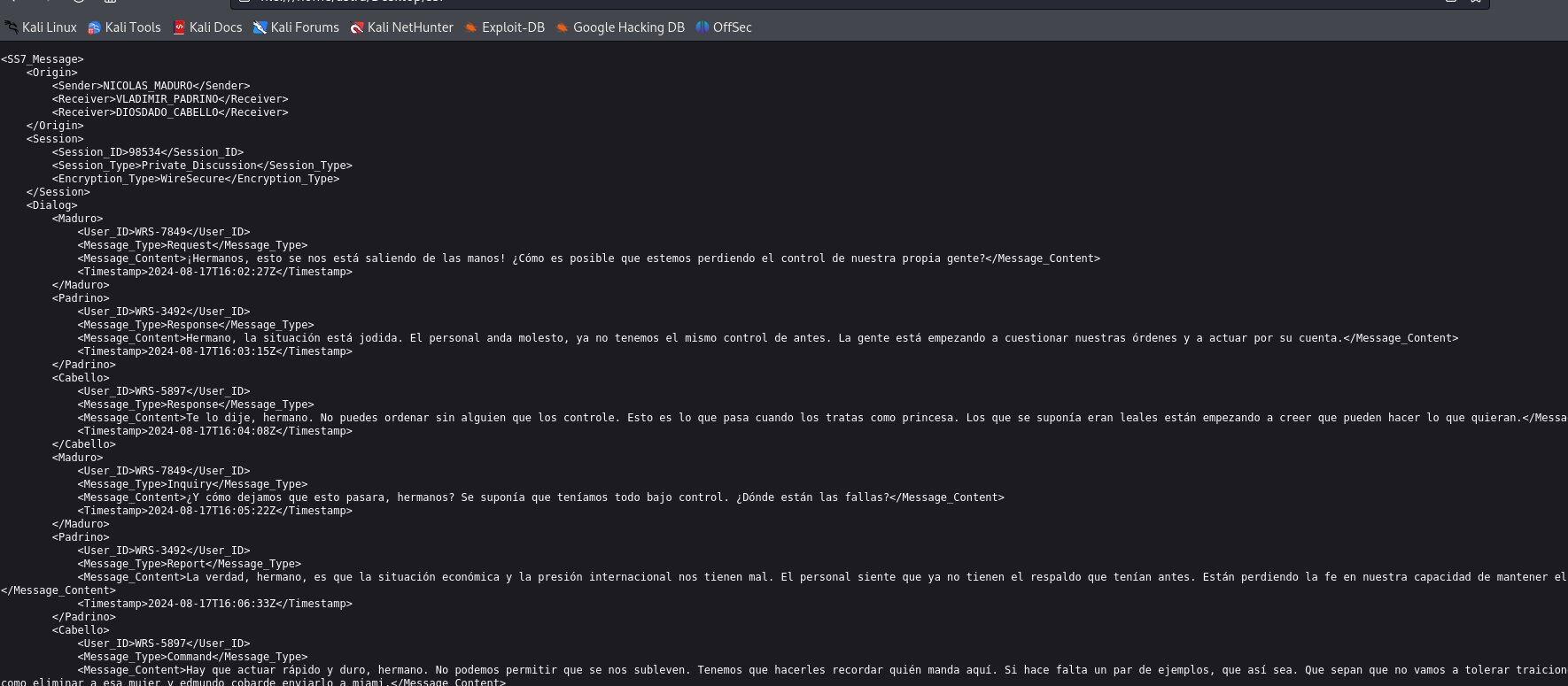 Conversación filtrada por Anonymous Venezuela