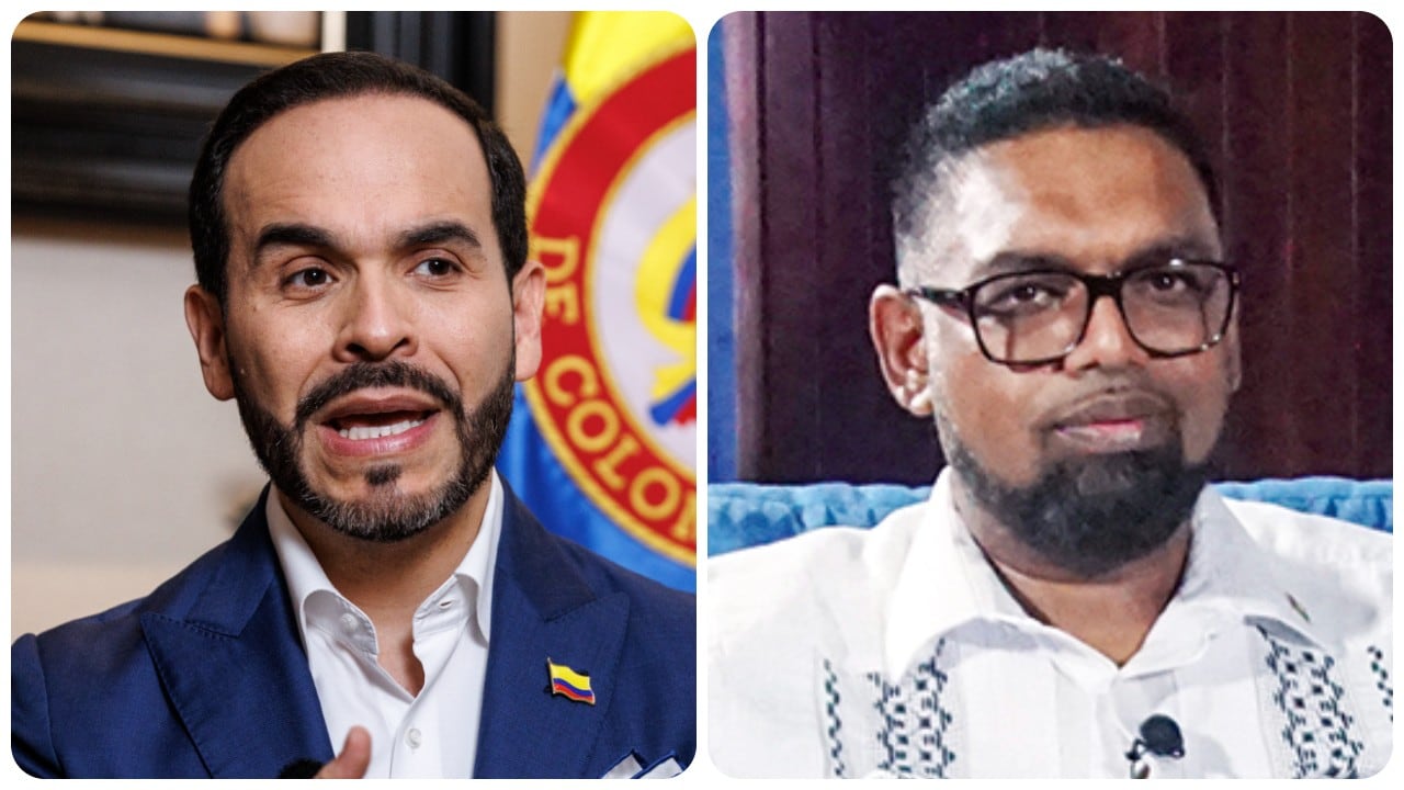 El presidente electo de Colombia, Abelardo de la Espriella, y el mandatario de Guyana, Mohamed Irfaan Ali.
