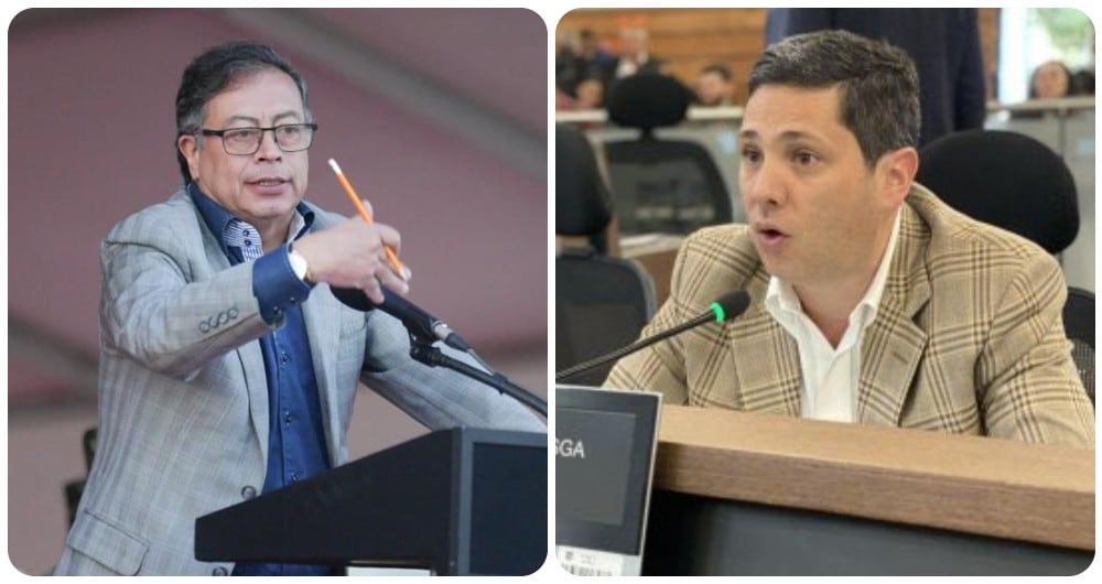 El presidente Gustavo Petro y el concejal de Bogotá, Samir Abisambra.