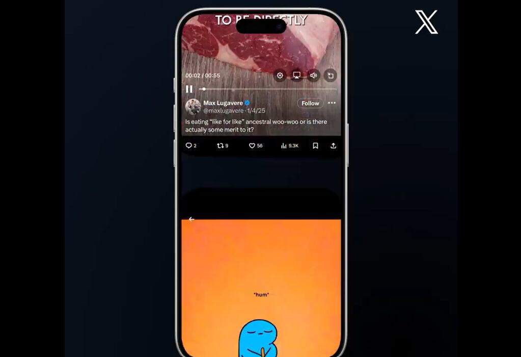 Nueva función de deslizamiento hacia arriba de X para continuar viendo videos.