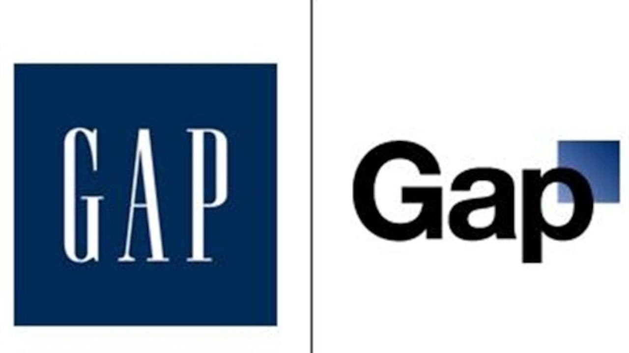 A la izquierda, el clásico logotipo de GAP. A la derecha, el que no le gustó a sus seguidores.