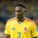 MIAMI GARDENS, FLORIDA - JUNE 27: Jhon Lucumi of Colombia looks on during the FIFA World Cup 2026 Group K match between Colombia and Portugal at Miami Stadium on June 27, 2026 in Miami Gardens, United States. (Photo by Calvin Hernandez/Eurasia Sport Images/Getty Images)