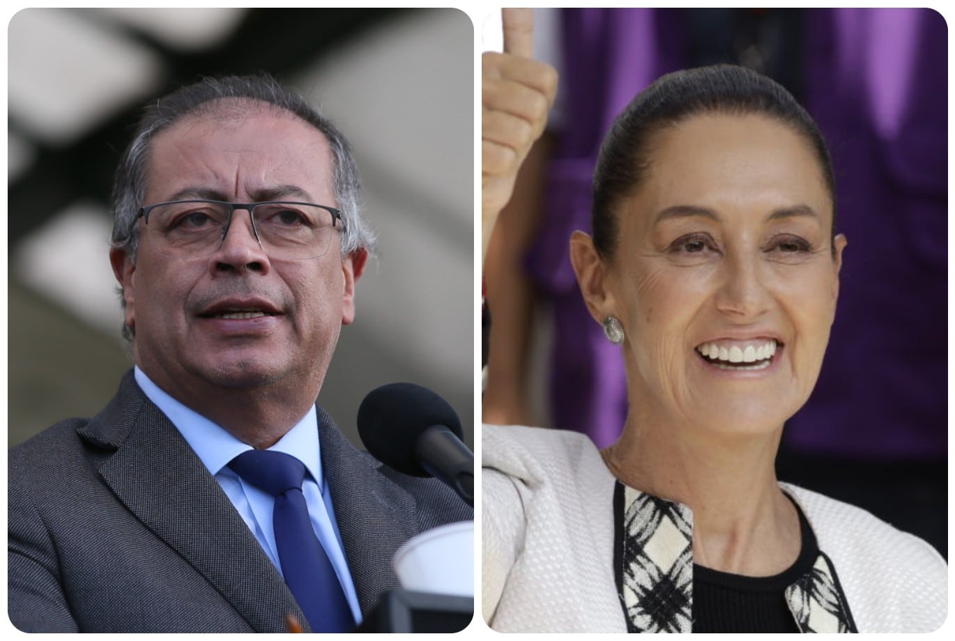 El presidente de Colombia, Gustavo Petro, y la electa presidenta de México, Claudia Sheinbaum.