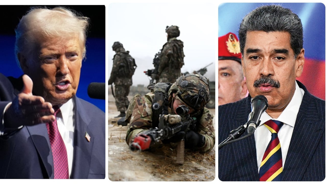 Donald Trump, tropas del ejército de EE. UU. y Nicolás Maduro