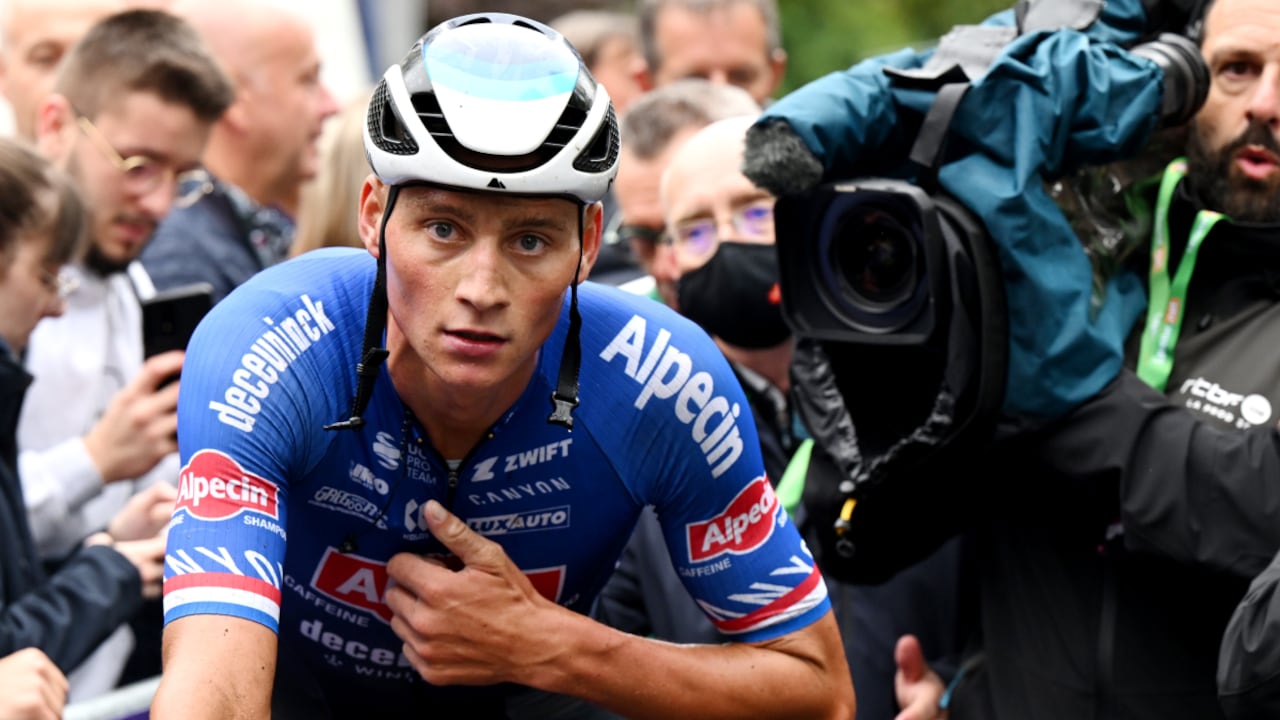 NAMUR, BELGIUM - SEPTEMBER 14: Mathieu Van Der Poel of Netherlands and Team Alpecin-Deceuninck celebrates winning during the 62nd Grand Prix de Wallonie 2022 a 199,7km one day race from Blegny to Citadelle de Namur / #GrandPrixdeWallonie22 / on September 14, 2022 in Namur, Belgium. (Photo by Getty Images/Luc Claessen)