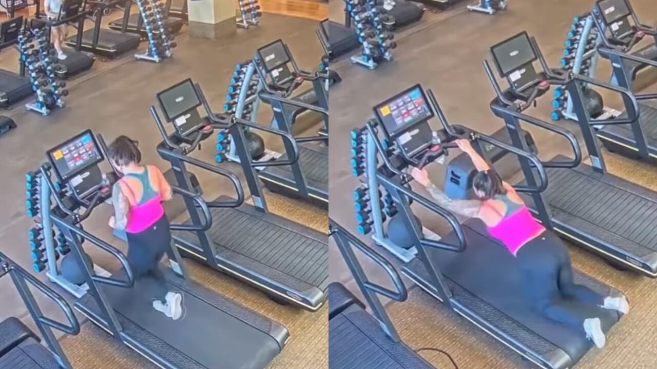 Mujer se quedó sin pantalones usando caminadora.