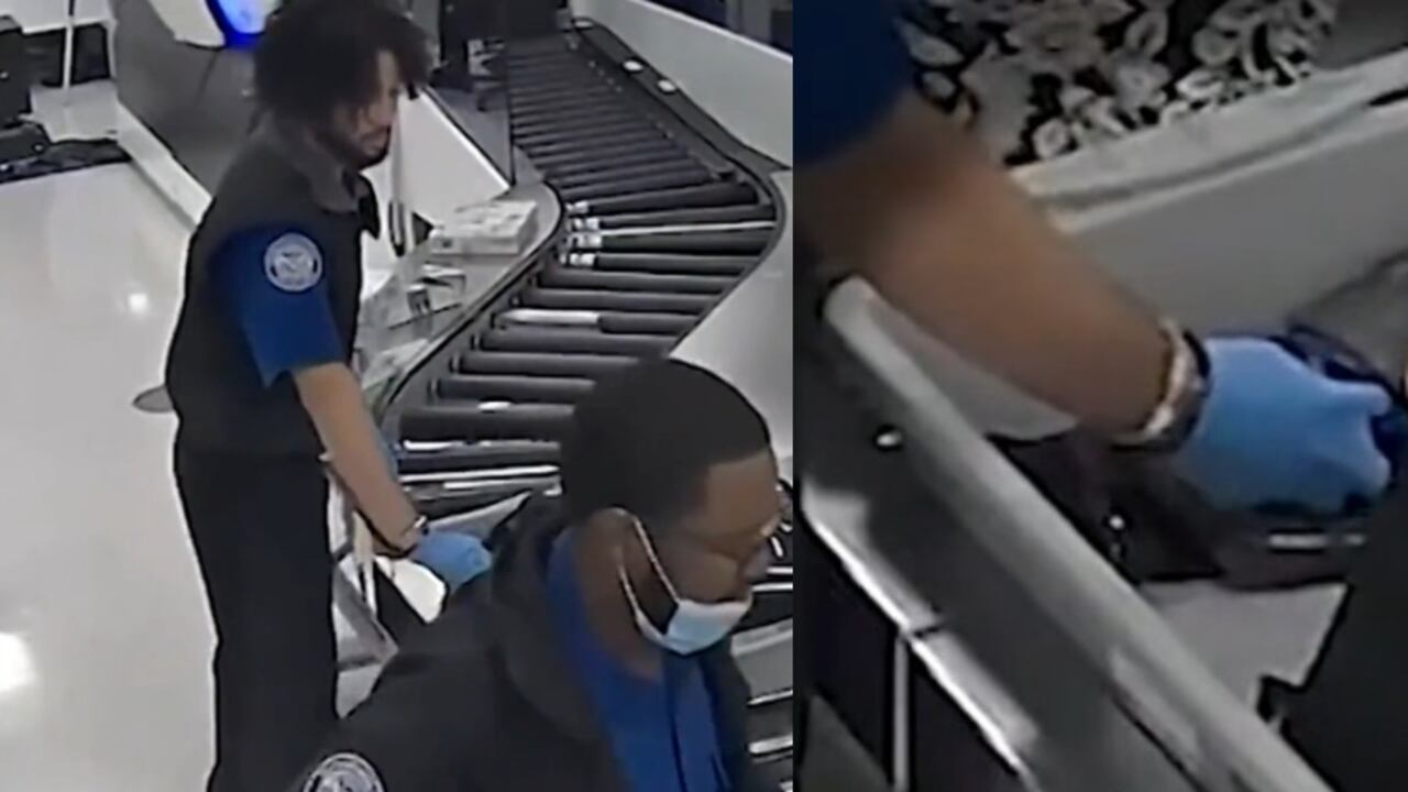 Agentes robando en el Aeropuerto de Miami.