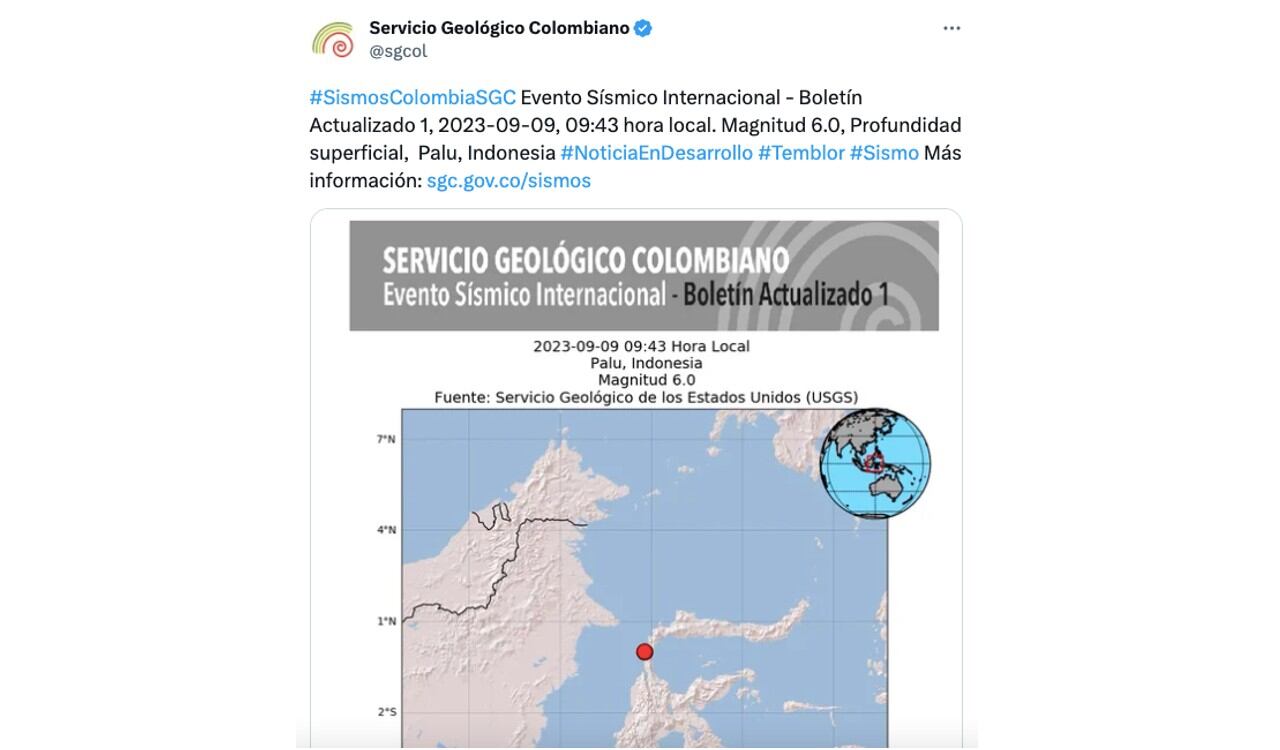 Así se registró el terremoto en Indonesia.