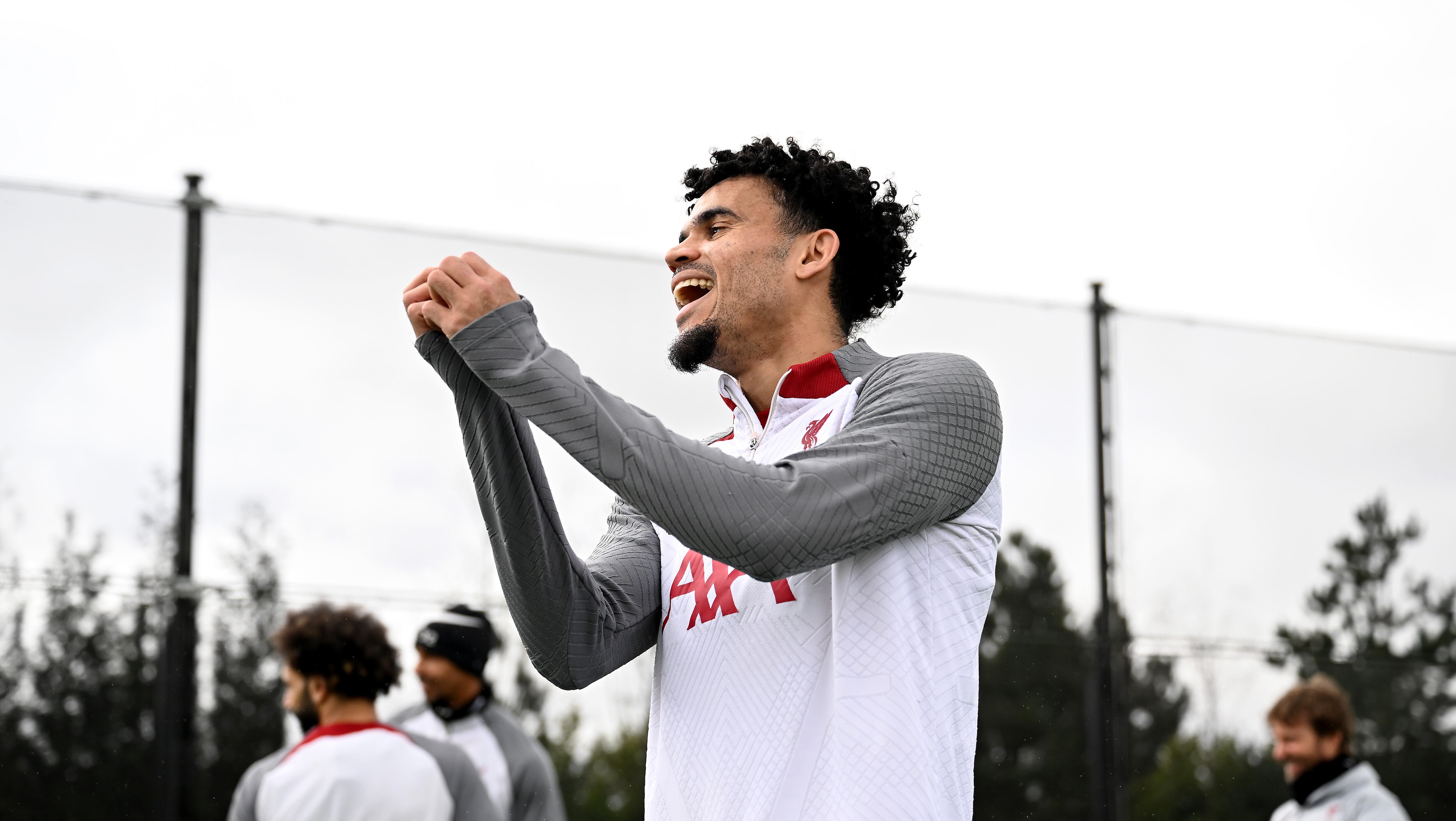 KIRKBY, ENGLAND - MARCH 30: (THE SUN OUT, THE SUN ON SUNDAY OUT) Luis Diaz of Liverpool during a training session at AXA Training Centre on March 30, 2023 in Kirkby, England. (Photo by Andrew Powell/Liverpool FC via Getty Images)