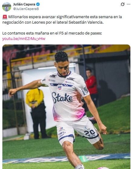 Pantallazo X: @JulianCaperaB