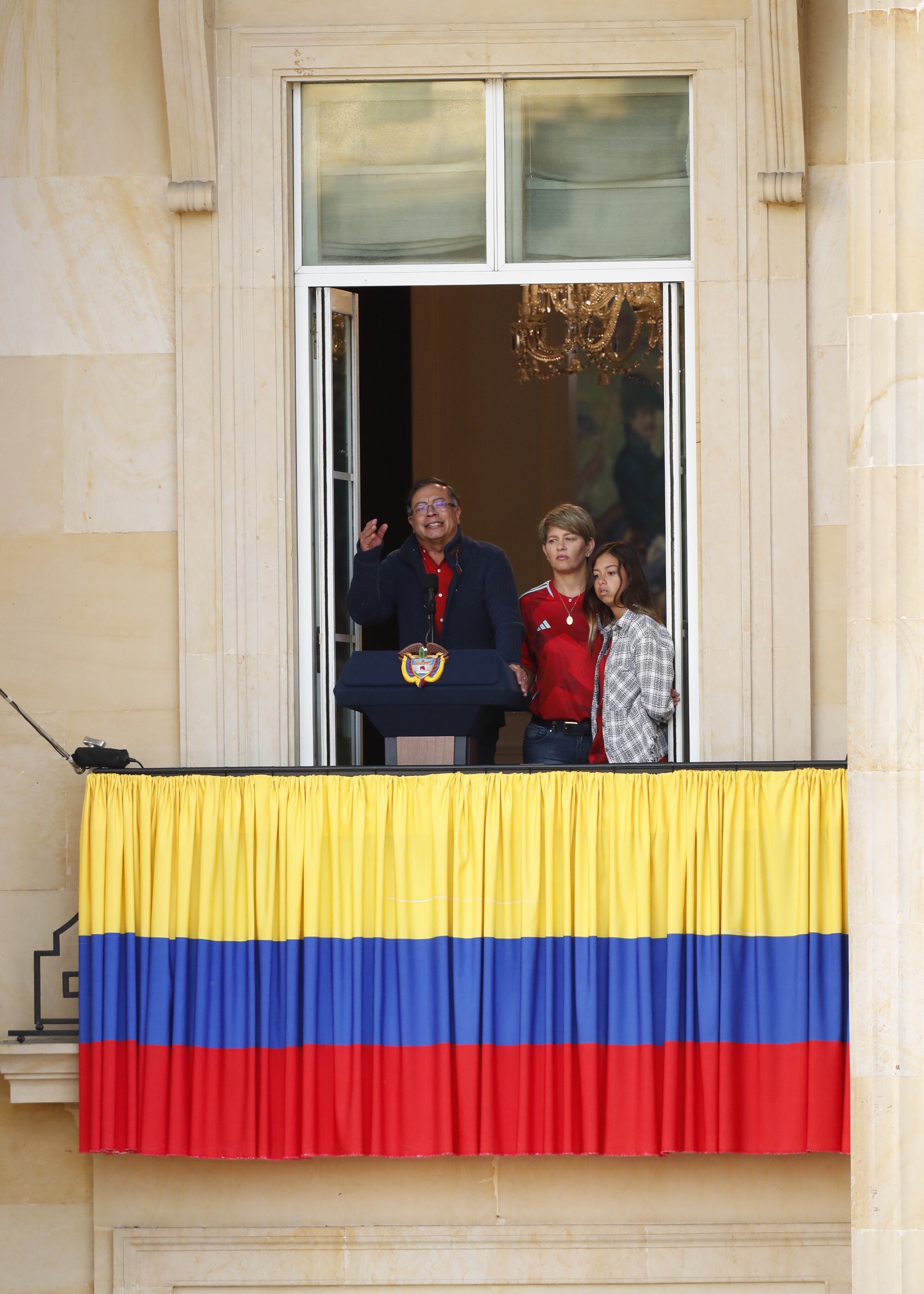 Presidente Gustavo Petro en el balcón de la Casa de Nariño, discurso.