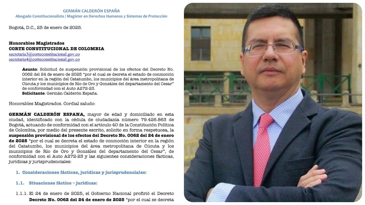 El reconocido abogado Germán Calderón y su solicitud ante la Corte Constitucional.