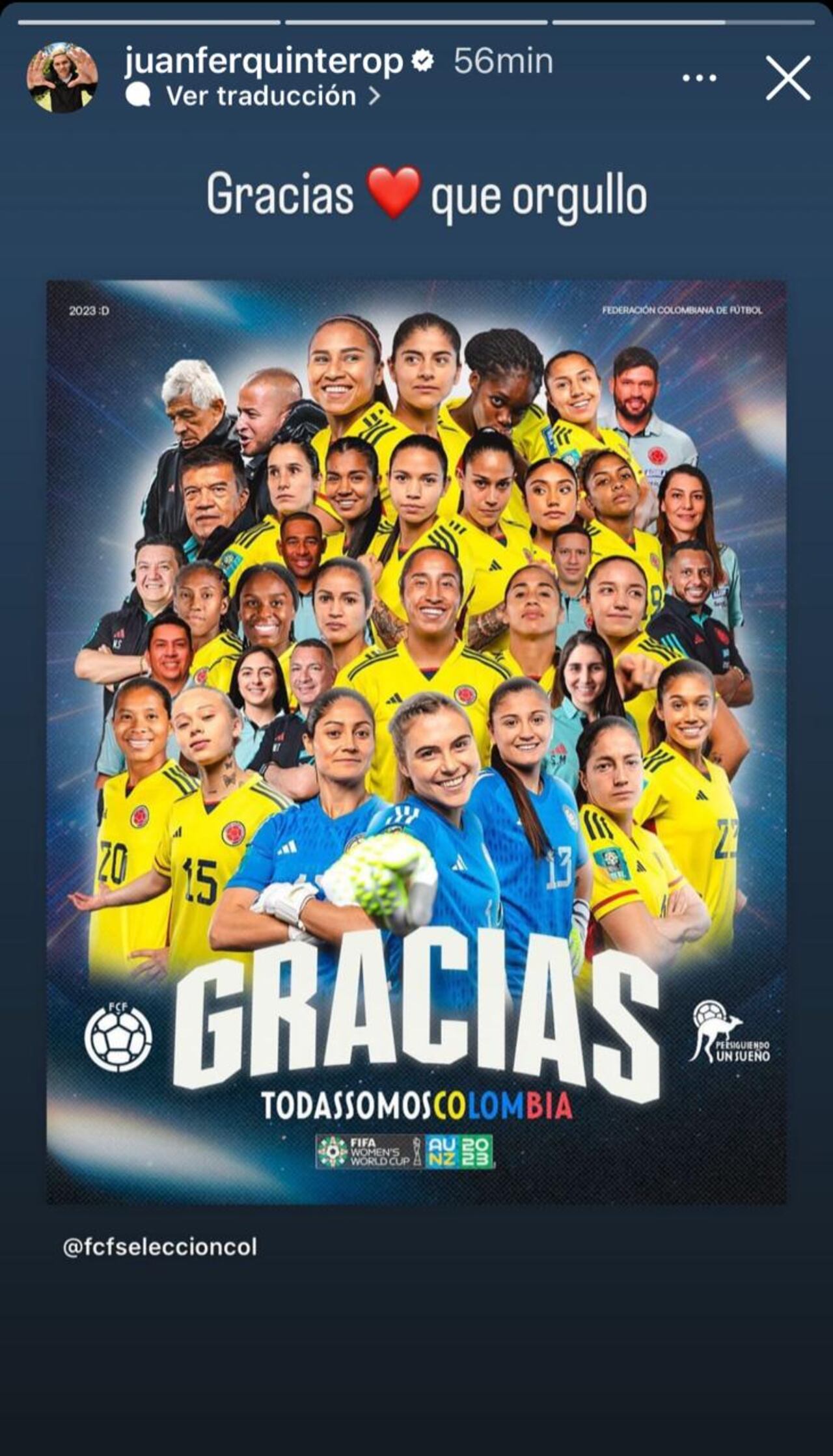 Juan Fernando Quintero agradeció a la selección Colombia