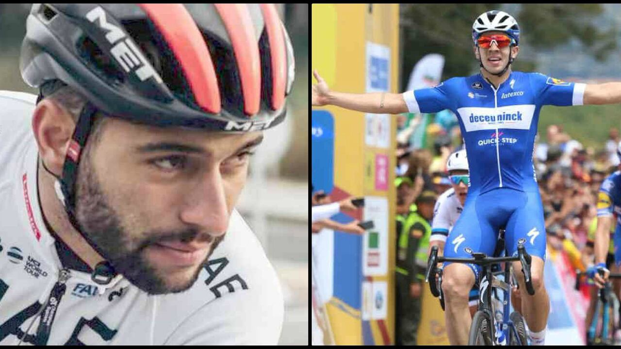 Los ciclistas colombianos Fernando Gaviria y Álvaro Hodeg, embaladores en el Giro de Italia 2020.