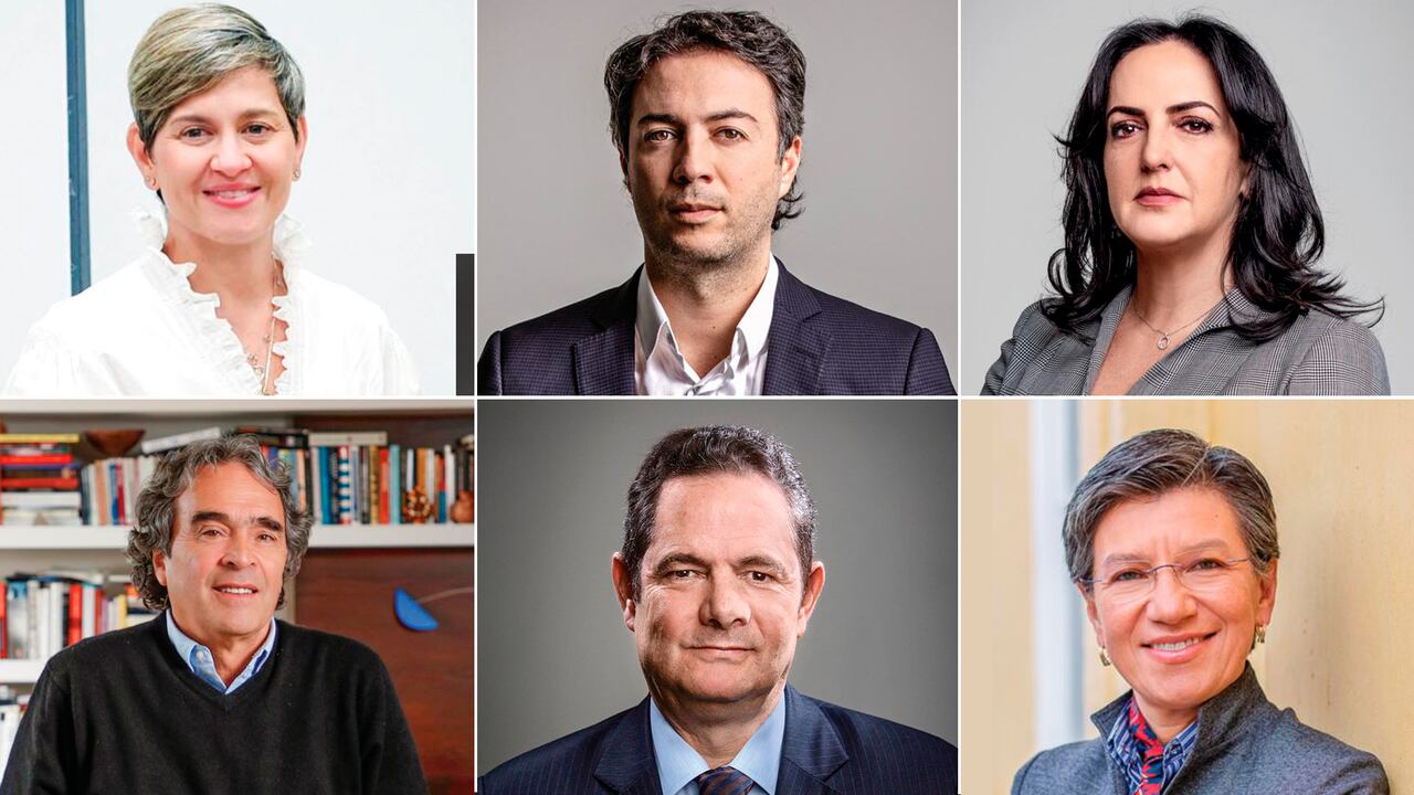 Verónica Alcocer, Daniel Quintero, María Fernanda Cabal, Sergio Fajardo, Germán Vargas y Claudia López.