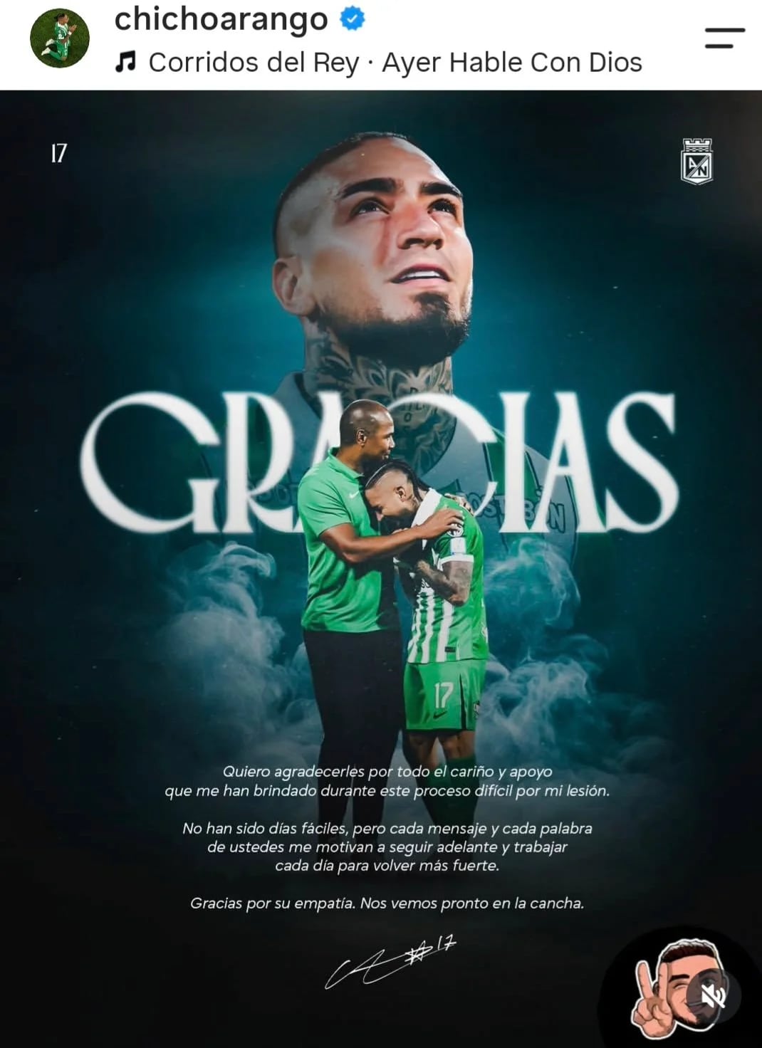 Mensaje de Cristian Arango