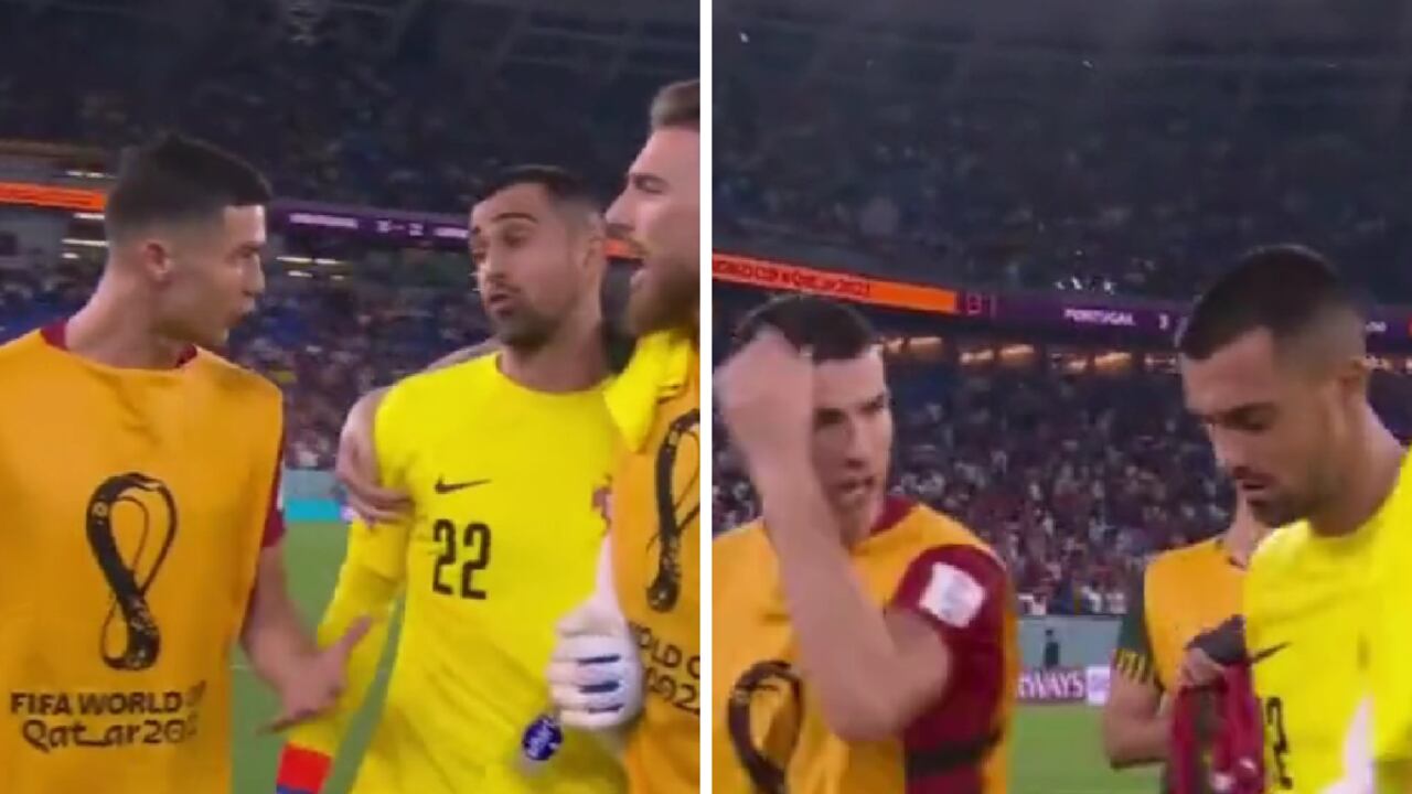El delantero portugués animó a su compañero Diogo Costa por el error ante Ghana.