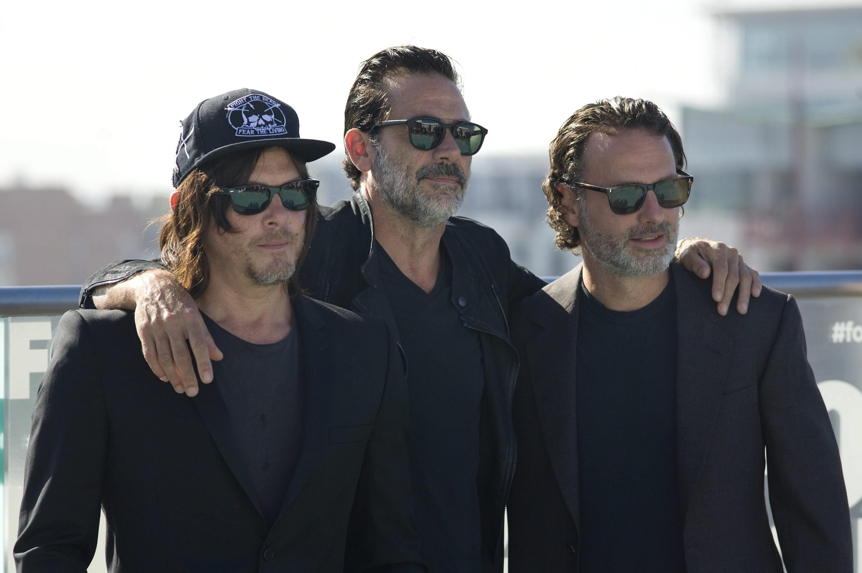 Los actores de la serie The Walking Dead Norman Reedus, Jeffrey Dean Morgan y Andrew Lincoln.