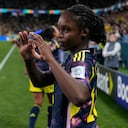 Linda Caicedo de Colombia celebra después de anotar el primer gol de su equipo durante el partido de fútbol del Grupo H de la Copa Mundial Femenina entre Alemania y Colombia en el Estadio de Fútbol de Sídney en Sídney, Australia, el domingo 30 de julio de 2023. (Foto AP/Rick Rycroft)